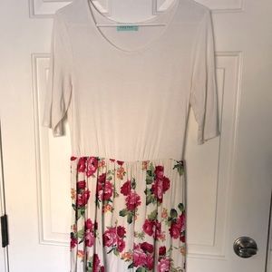 Filly Flair white and cream bright pink floral dress